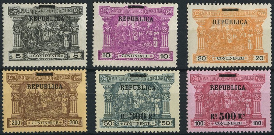PORTUGAL 190-95 *, 1911, REPUBLICA, Falzreste, Nr. 194 Dünn, Sonst Prachtsatz, Mi. 320.- - Used Stamps