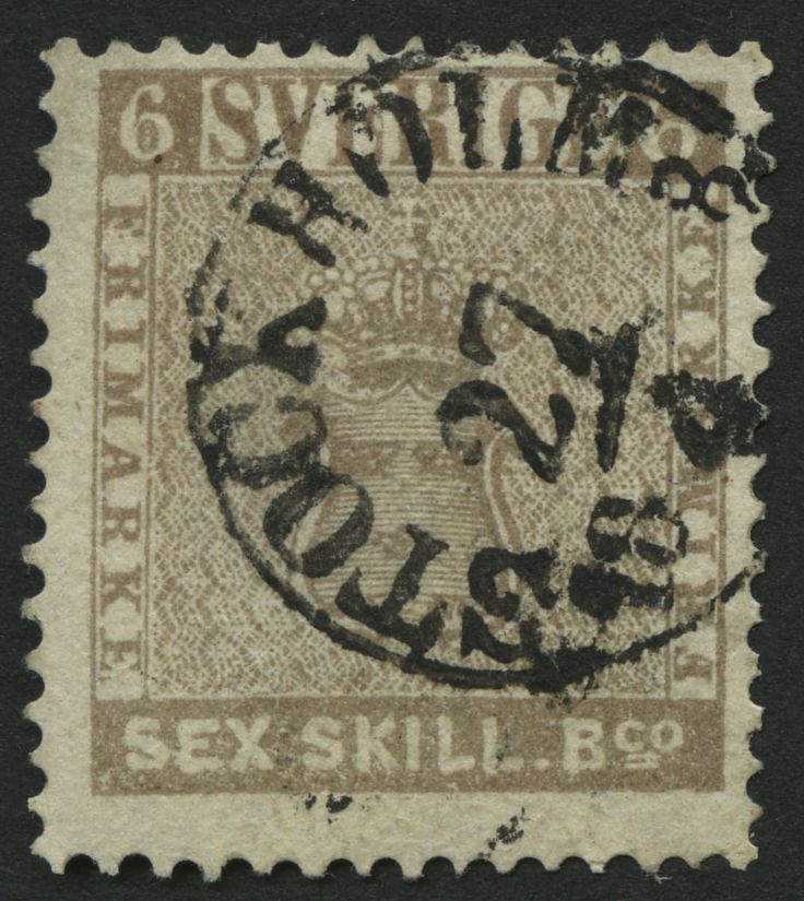 SCHWEDEN 3a O, 1855, 6 Skill. Bco. Bräunlichgrau, K1 STOCKHOLM, Pracht - Prefilatelia