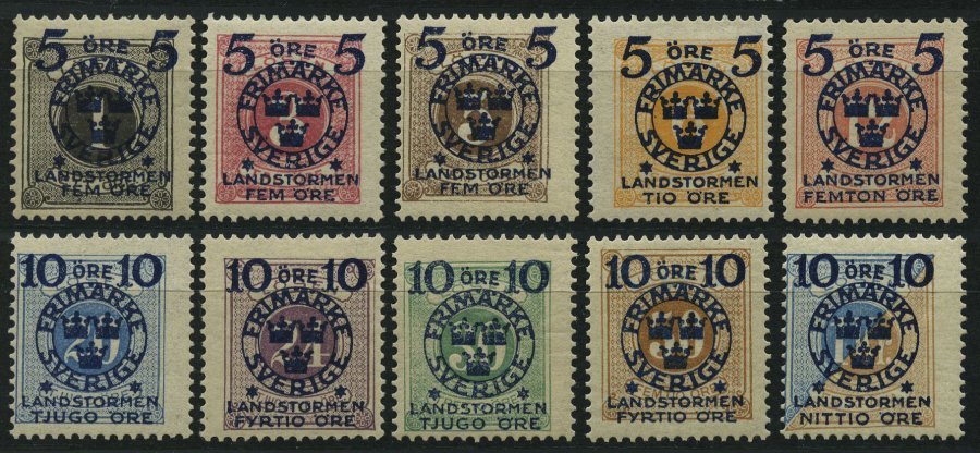 SCHWEDEN 97-106 *, 1916, Landsturm II, Falzreste, Prachtsatz (10 Werte), Mi. 300.- - ... - 1855 Prephilately