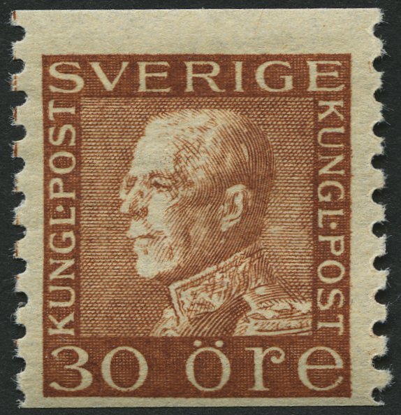 SCHWEDEN 188II *, 1934, 30 Ö. Braun, Auf Weißem Papier, Falzrest, Pracht, Facit 1500.- Skr. - ... - 1855 Prephilately