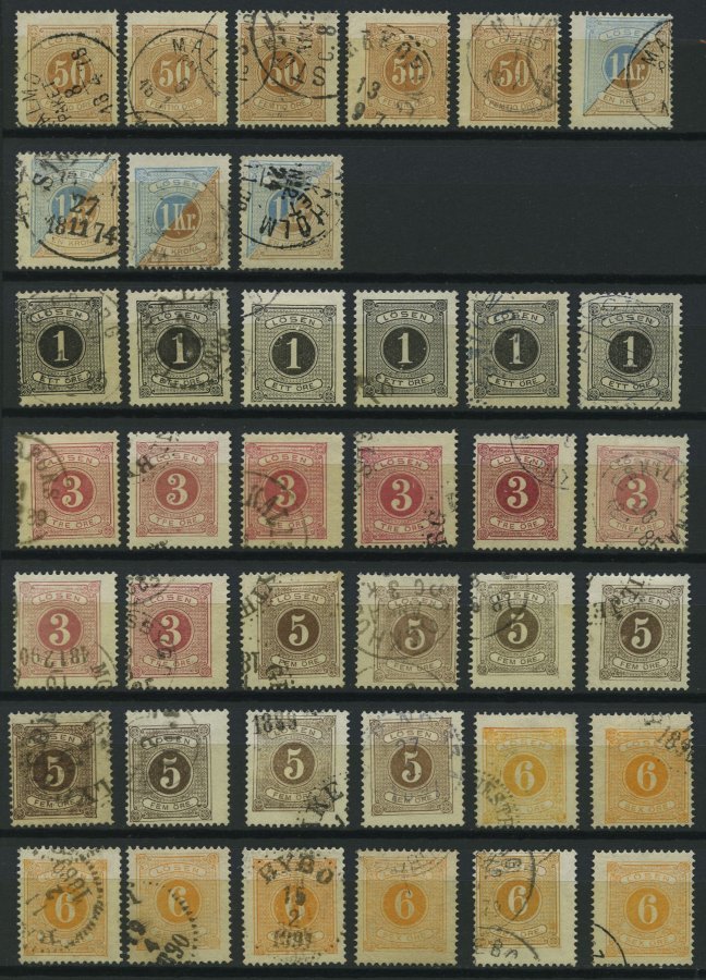 PORTOMARKEN P 1-10A,B O, 1874/77, Gestempelte Sammlung Lösen Von 134 Werten Mit Farbnuancen, Besseren Stempeln Etc., Fas - Used Stamps