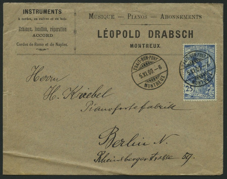 SCHWEIZ BUNDESPOST 59,67,73 BRIEF, 1895,1900, 25 C. Grün, 25 C. Blau Und 25 C. UPU, Je Als Einzelfrankatur Auf Brief Nac - 1843-1852 Correos Federales Y Cantonales