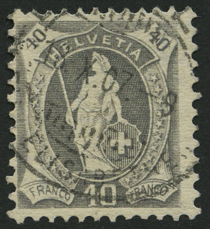 SCHWEIZ BUNDESPOST 77C O, 1905, 40 C. Grau, Gezähnt K 111/2:11, Pracht, Mi. 190.- - 1843-1852 Federal & Cantonal Stamps