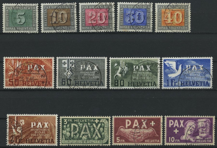 SCHWEIZ BUNDESPOST 447-59 O, 1945, PAX, Prachtsatz, Mi. 1000.- - 1843-1852 Correos Federales Y Cantonales