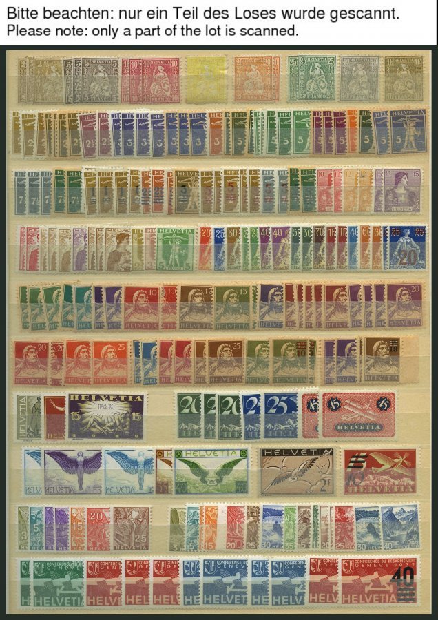 LOTS *, **, 1881-1962, Kleine Ungebrauchte Dublettenpartie Schweiz Mit Mittleren Augaben, Meist Prachterhaltung, Mi. Ca. - Lotes/Colecciones