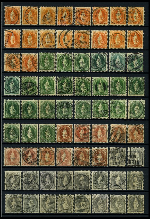 LOTS O, 1882-1904, Interessante Partie Stehende Helvetia Mit Kontrollzeichen, Dabei Bessere Zähnungen, Farben Und Abstem - Lotes/Colecciones