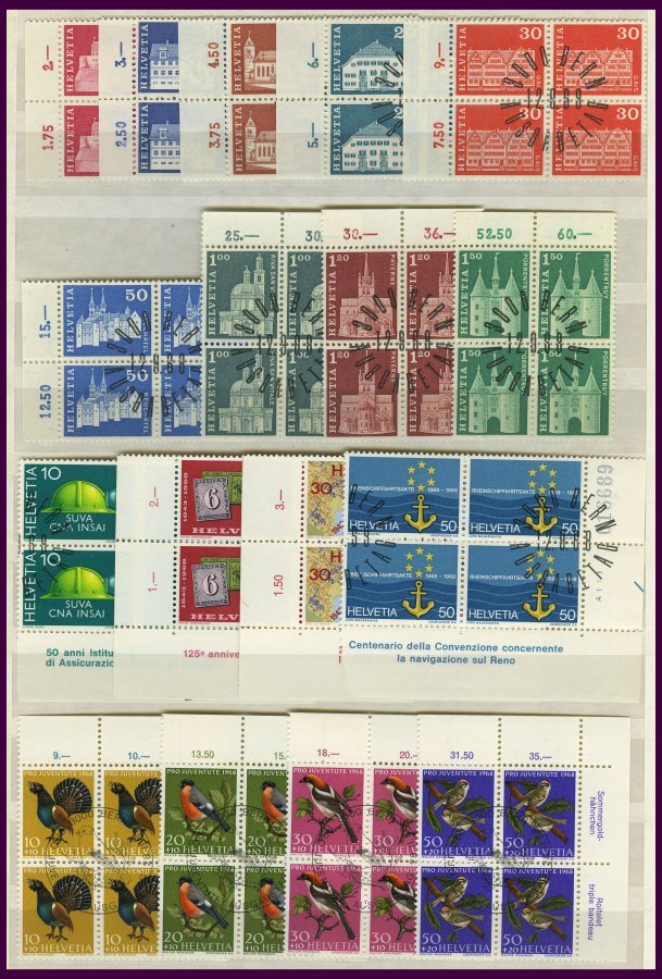 LOTS VB O, 1962-71, Saubere Partie Verschiedener Zentrisch Gestempelter Viererblocks, Nur Komplette Ausgaben, Pracht, Mi - Lotes/Colecciones