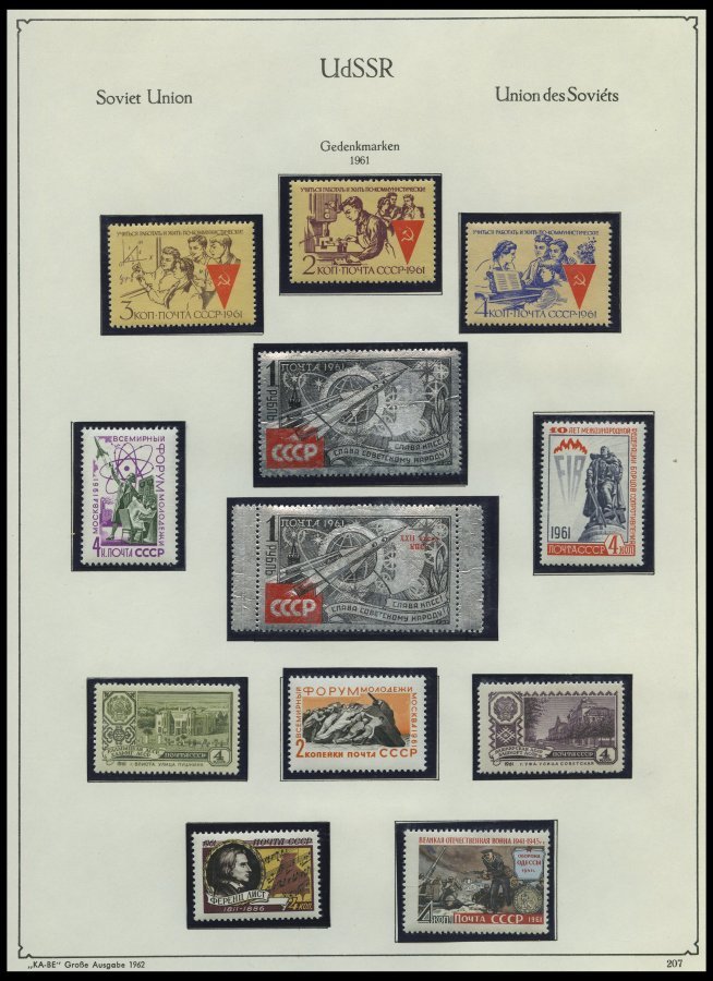 SAMMLUNGEN, LOTS **,o , Komplette, Meist Postfrische Sammlung Sowjetunion Von 1956-62 Im KA-BE Album, Prachterhaltung - Usados