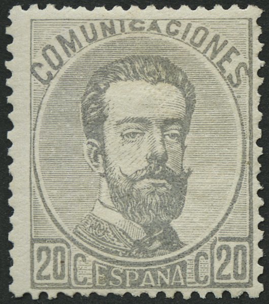 SPANIEN 123 *, 1873, 20 C. Graulila, Normale Zähnung, Pracht, Mi. 150.- - Usati