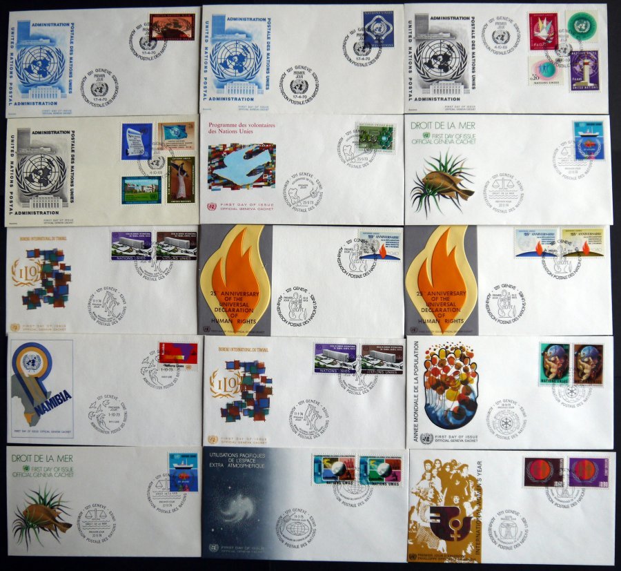 UNO - GENF 1969-85, 37 Verschiedene Offizielle FDC`s, Pracht - Otros & Sin Clasificación