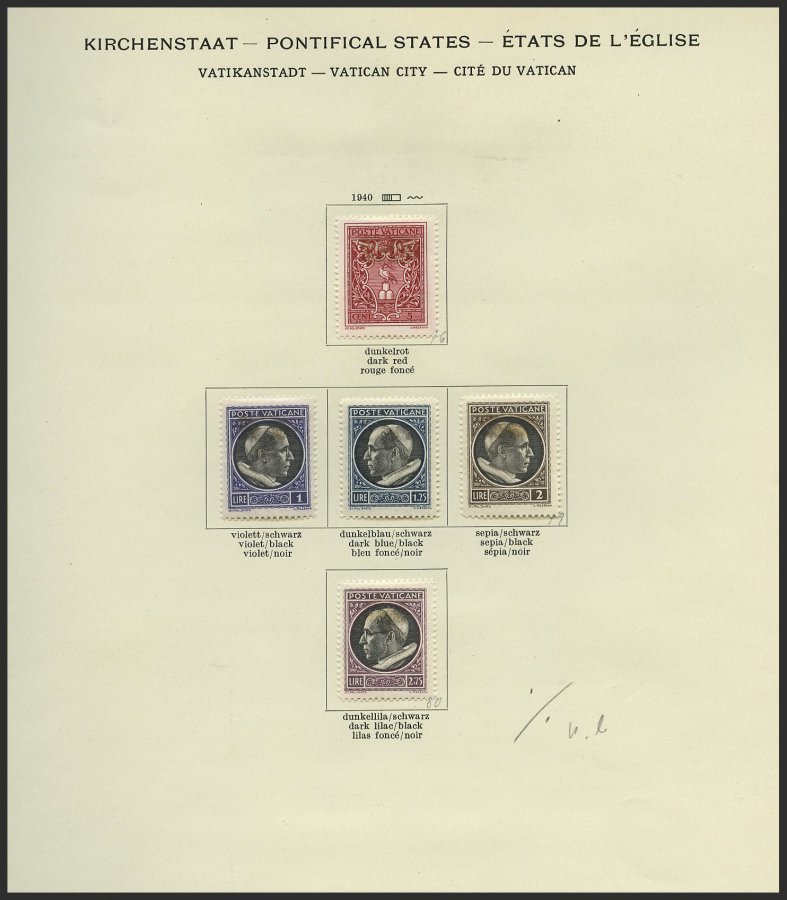VATIKAN *, O, Sammlungsteil Vatikan Bis 1939 Mit Nr. 1-15 Gestempelt, 17-20 *, 45-50 *, 67-72 * Und P 1-6 *, Prachterhal - Otros & Sin Clasificación