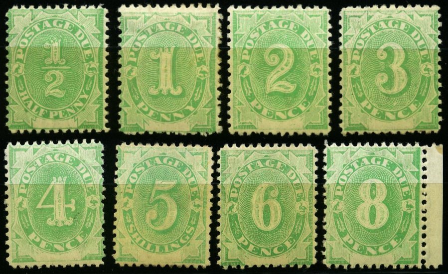 PORTOMARKEN P 1-12I *, 1902, Ziffer, Type I, Falzreste, Prachtsatz (8 Werte), Mi. 504.- - Portomarken