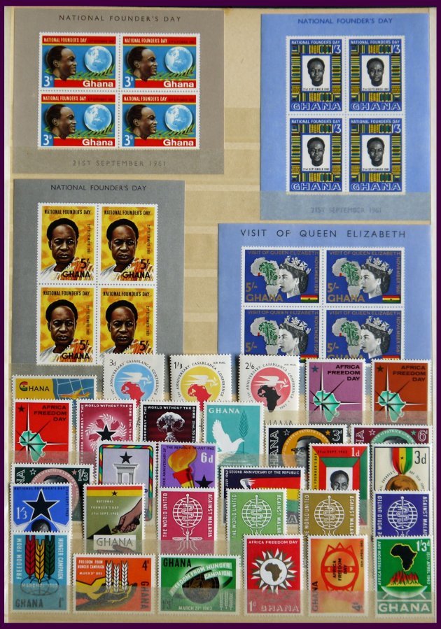 GHANA **, *, 1957-80, ungebrauchte, wohl fast komplette Sammlung im Einsteckbuch, mit vielen Blocks und Kleinbogen, Prac