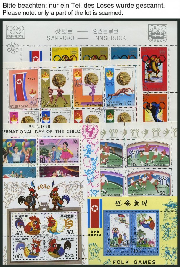 KOREA-NORD Bl. O, 1976-96, Partie Von Ca. 120 Verschiedenen Blocks Und Kleinbogen Mit Ersttags-Sonderstempeln, Pracht - Korea, North