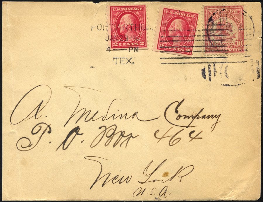 MEXIKO 306 BRIEF, 1915, 10 C. Denver-Ausgabe Auf Brief Von Tampico Nach New York, In Port Artur/Texas Wurde Der Brief Mi - Mexico