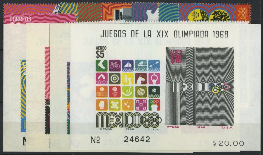 MEXIKO 1282-Bl. 18 **, 1968, Olympische Spiele, Komplette Garnitur, Pracht, Mi. 87.- - Mexico