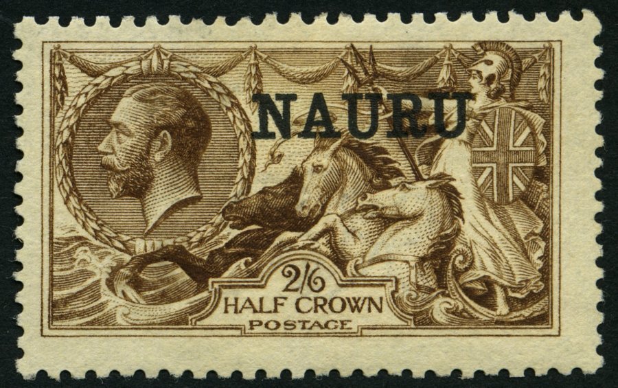 NAURU 12II *, 1916, 2 Sh. 6 P. Dunkelbraun, De La Rue-Druck (SG Nr. 19), Gummireste, Pracht, SG 600 £ - Nauru