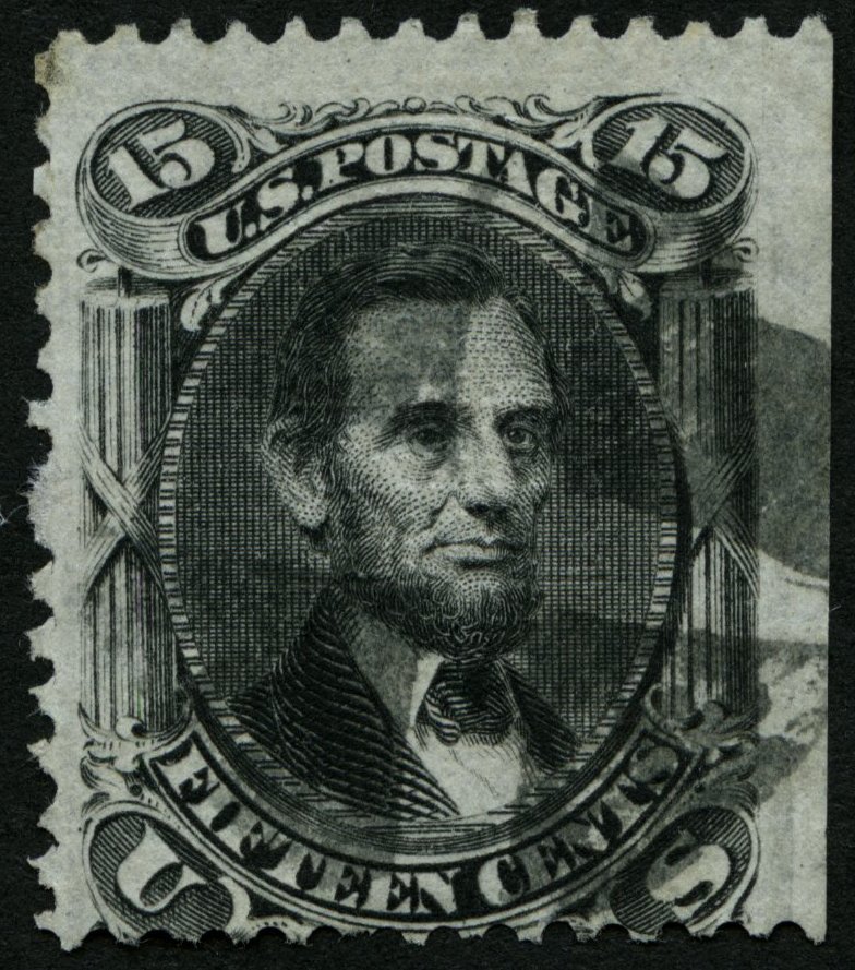 USA 22W O, Scott 98, 1861, 15 C. Lincoln, Waffeleinpressung Type VII, Rechts Ungezähnt (Randstück), üblich Gezähnt Prach - Altri & Non Classificati