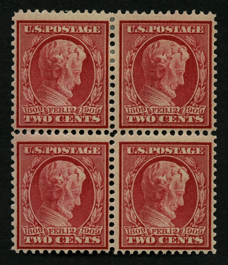 USA 175Ay VB **,* , Scott 369, 1909, 2 C. Lincoln, Wz. 1, Gezähnt L 12, Bläuliches Papier, Im Viererblock, 2 Werte Postf - Otros & Sin Clasificación