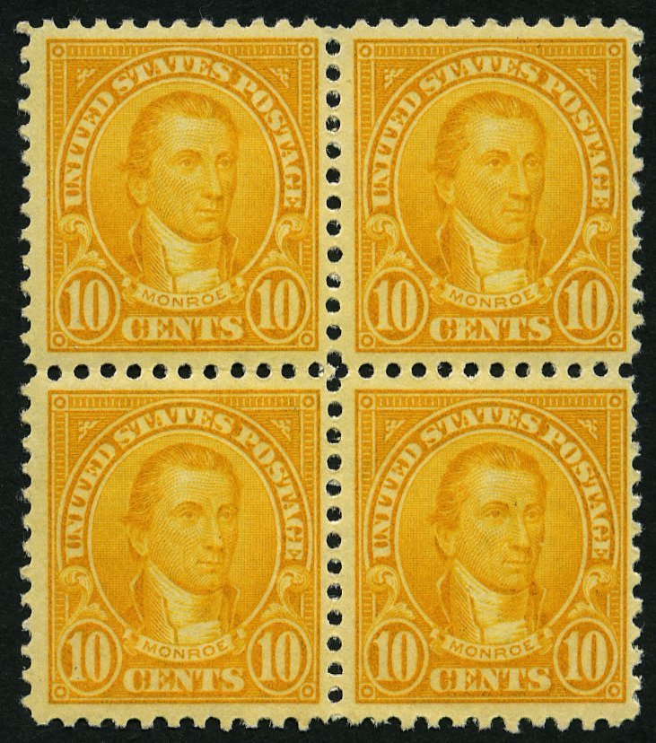 USA 272A VB **,* , Scott 562, 1923, 10 C. Monroe, Gezähnt L 11, Im Viererblock, Das Untere Paar Postfrisch, Pracht - Otros & Sin Clasificación