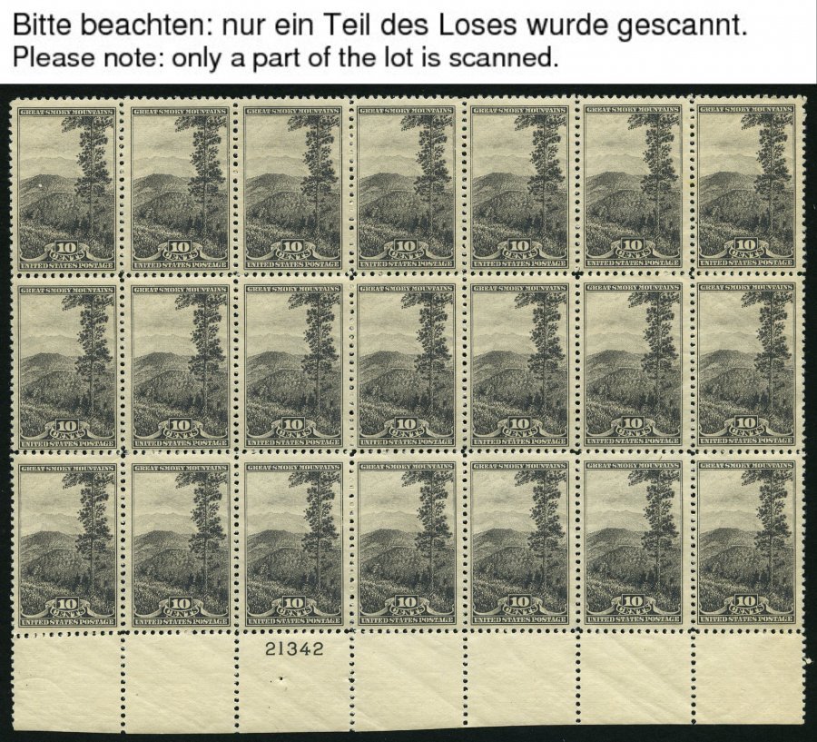 USA 364-73 **, Scott 740-49, 1934, Nationalparkjahr In Postfrischen Bogenteilen Mit Plattennummer, 1 Und 5 C. Zusätzlich - Other & Unclassified