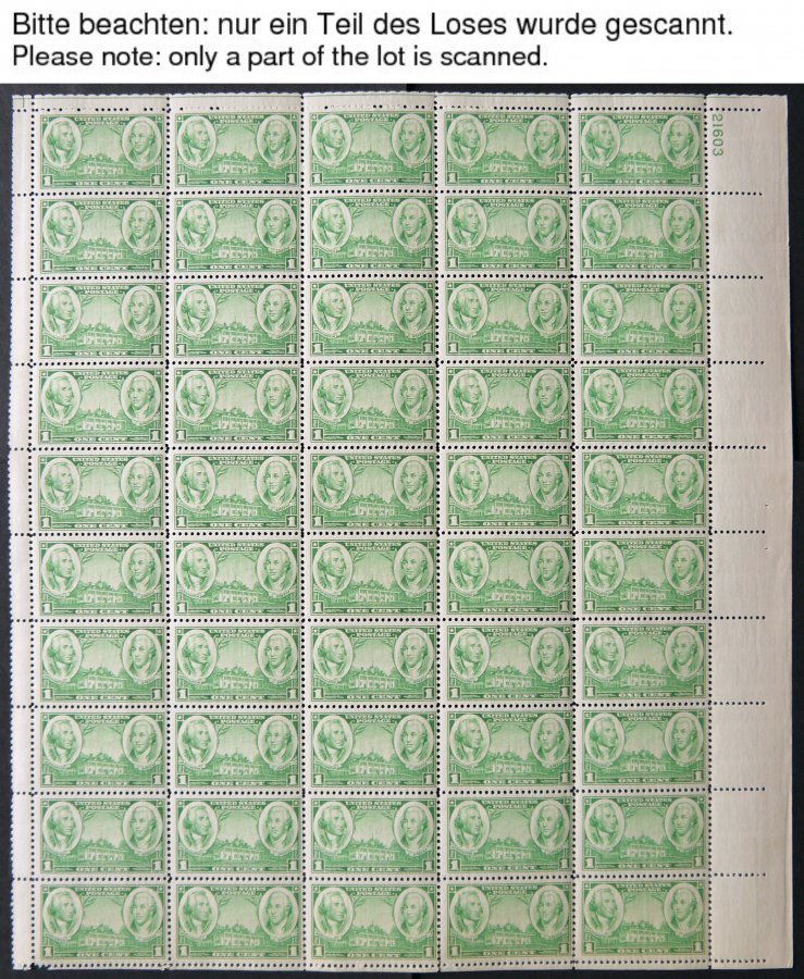 USA 390-99 **, Scott 785-94, 1936/7, Land Und Seestreitkräfte Im Bogensatz (50) Mit Plattennummer, Pracht - Other & Unclassified