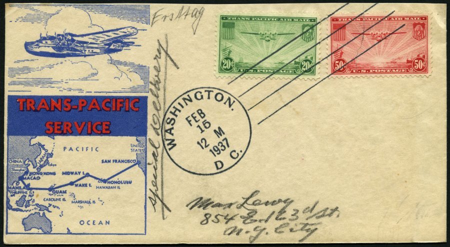 USA 380,400/1 BRIEF, Scott C 20-22, 1935/7, 25 C., 20 C. Und 50 C. Flugpost Auf 2 FDC`s, Pracht, $ 140 - Other & Unclassified