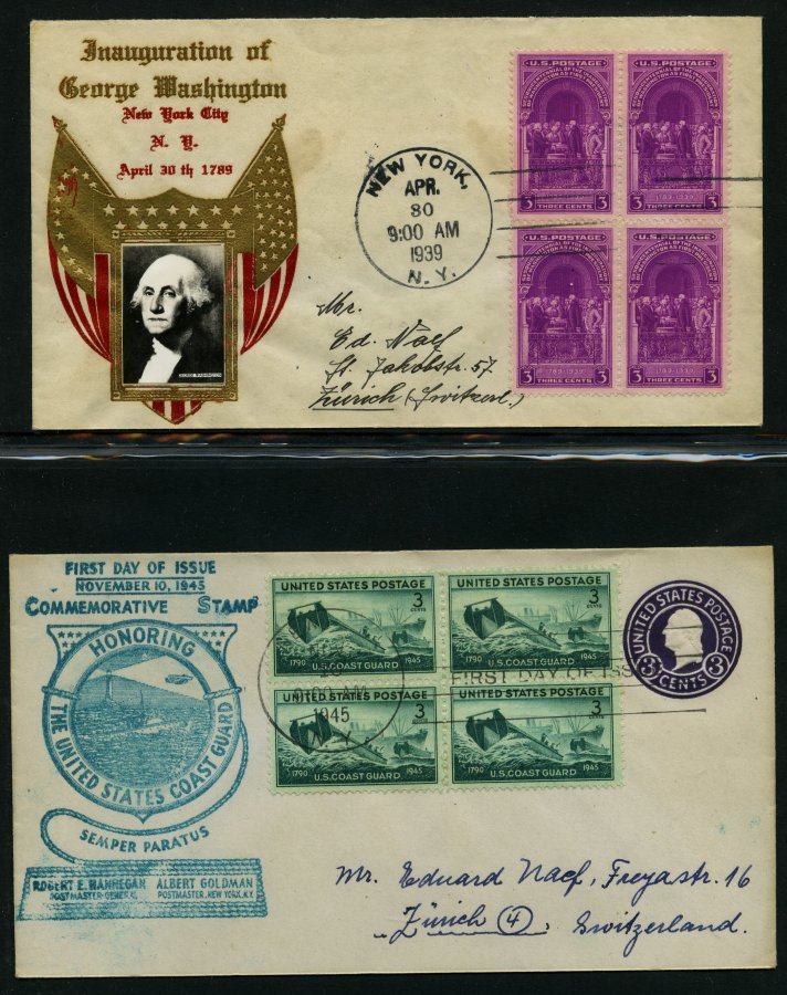 SAMMUNGEN, LOTS 1936-56, Sammlung von 353 verschiedenen Belegen USA in 3 Briefalben, oft in die Schweiz gelaufen, mit di