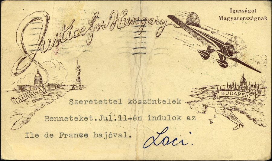 US-FLUGPOST 16.7.1931, Endres-Flug NEW YORK - BUDAPEST, 1 $ Private Sonderkarte Und 1 C. Zusatzfrankatur, Grüner Sonders - 1c. 1918-1940 Briefe U. Dokumente