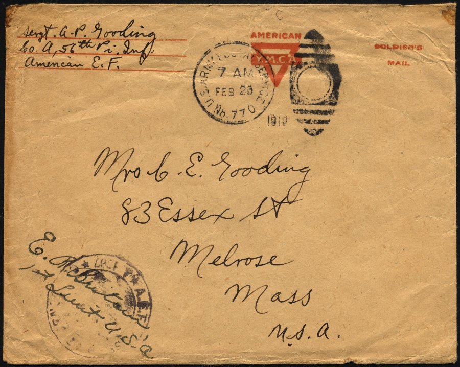FELDPOST 1919, Feldpost-Ovalraute U.S. ARMY POSTAL SERVICE/No. 770 Und US-Zensurstempel Mit Vermerk Des Militärischen Vo - Used Stamps