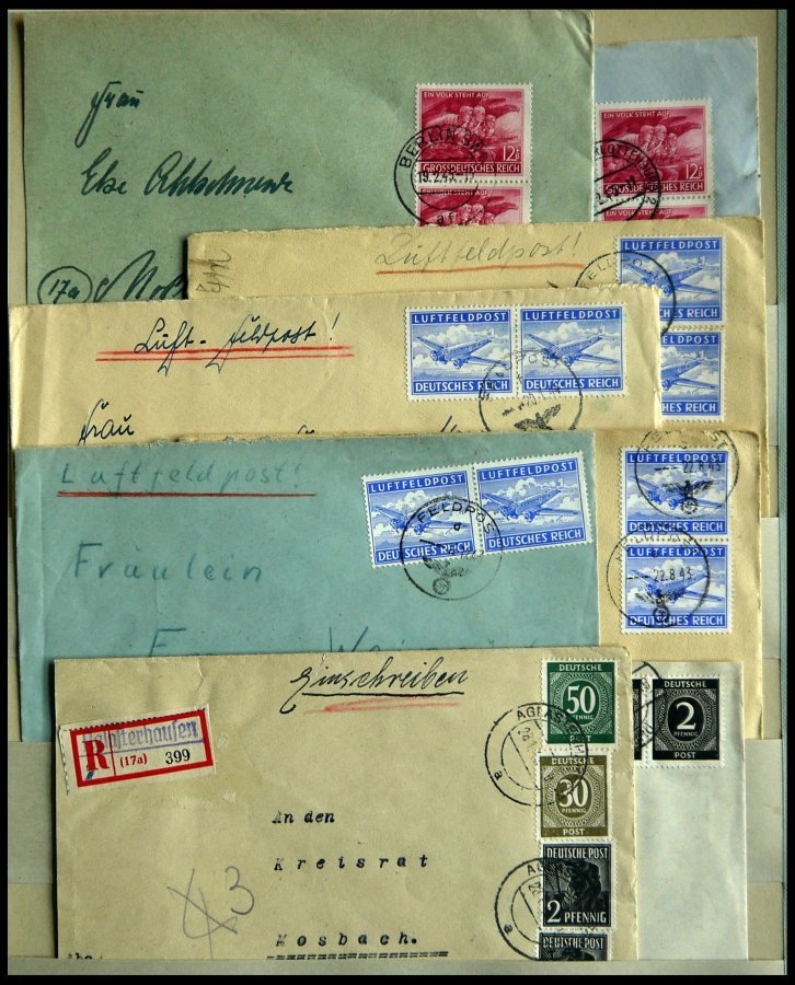 SLG., LOTS DEUTSCHLAND Ca. 1943-80, Reichhaltige Briefpartie In 3 Bänden, Einem FDC-Album Und Kleinem Karton, Der Sammle - Collections