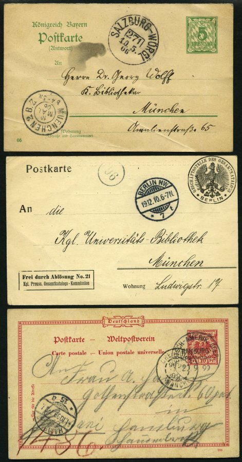 SLG., LOTS DEUTSCHLAND 1887-1925, Interessante Partie Von 74 Ganzsachen Von Bayern Und Dt. Reich, Besichtigen! - Collections