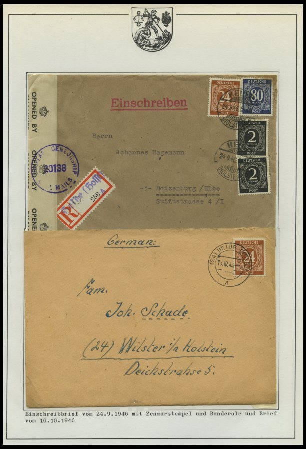 SLG., LOTS DEUTSCHLAND 1945 - Ca. 1960, Stempelsammlung Heide In Holstein In 3 Bänden, überwiegend Belege Der Alliierten - Colecciones