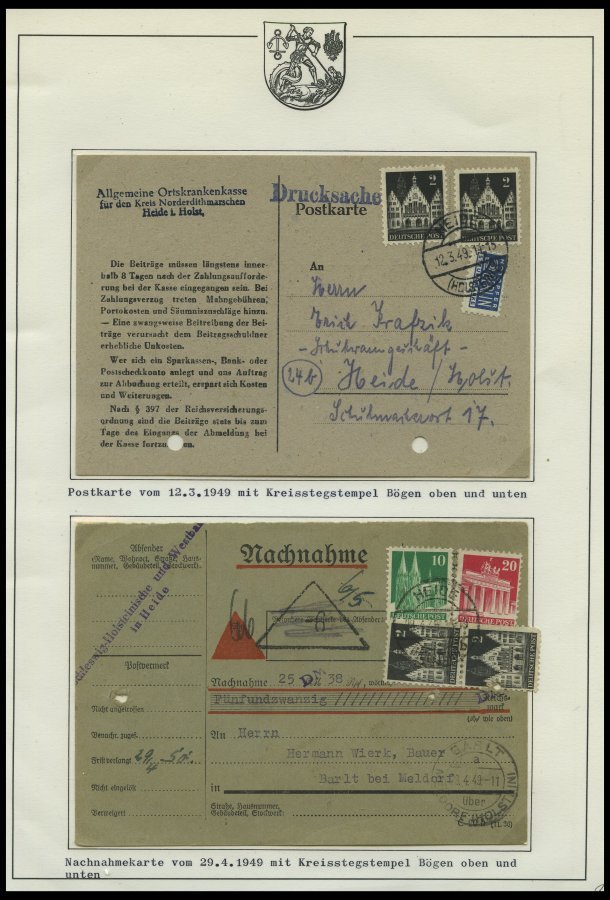 SLG., LOTS DEUTSCHLAND 1945 - Ca. 1960, Stempelsammlung Heide In Holstein In 3 Bänden, überwiegend Belege Der Alliierten - Collections