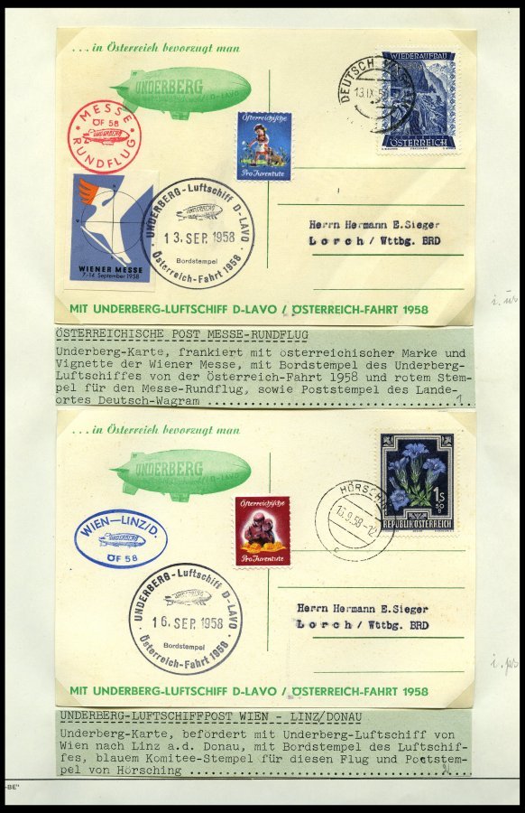 SLG. EUROPA Ca. 1958-62, Sammlung Mit 41 Belegen, U.a. Kinderdorf-Ballonpost, Underberg-Luftschiffpost, Kronfeld-Gedenks - Other & Unclassified