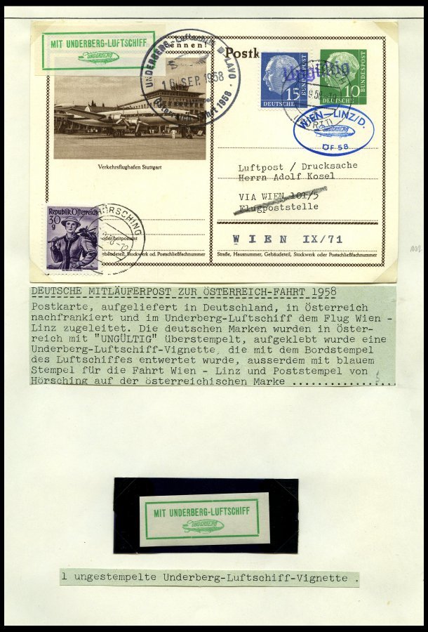 SLG. EUROPA Ca. 1958-62, Sammlung Mit 41 Belegen, U.a. Kinderdorf-Ballonpost, Underberg-Luftschiffpost, Kronfeld-Gedenks - Otros & Sin Clasificación