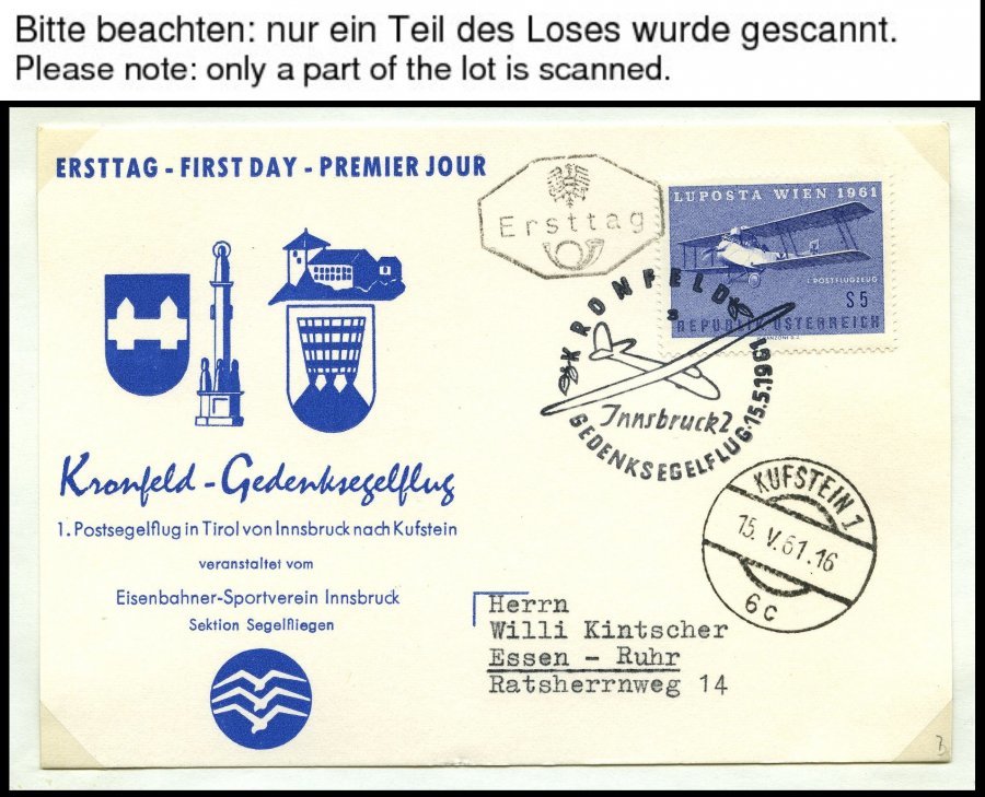 SLG. EUROPA Ca. 1958-62, Sammlung Mit 41 Belegen, U.a. Kinderdorf-Ballonpost, Underberg-Luftschiffpost, Kronfeld-Gedenks - Otros & Sin Clasificación