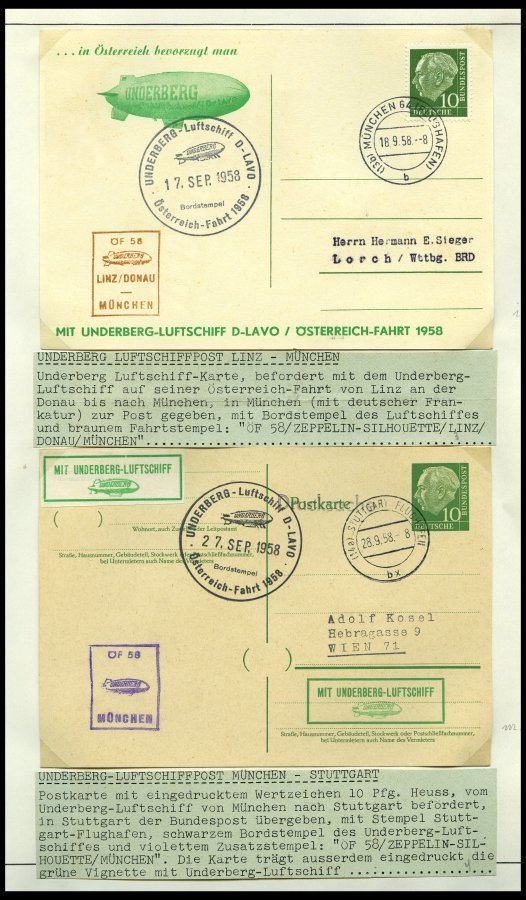 SLG. EUROPA Ca. 1958-62, Sammlung Mit 41 Belegen, U.a. Kinderdorf-Ballonpost, Underberg-Luftschiffpost, Kronfeld-Gedenks - Other & Unclassified