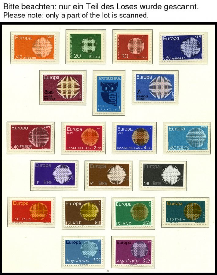 EUROPA UNION **, 1970/1, Flechtwerk Und Waagerechte Kette, 2 Komplette Jahrgänge, Pracht, Mi. 173.- - Colecciones