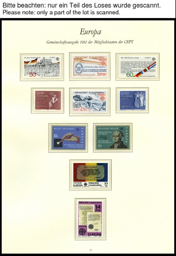 EUROPA UNION **, 1982, Historische Ereignisse, Kompletter Jahrgang, Pracht, Mi. 125.40 - Collections