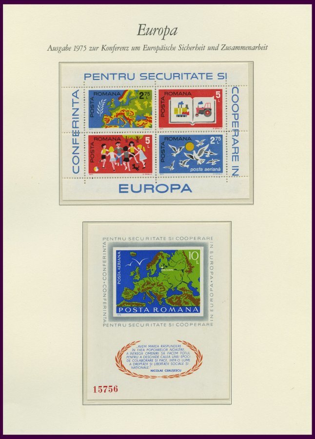 EUROPA UNION **, Postfrische Sammlung KSZE Von 1973-83 Auf Borek Falzlosseiten, Mit Bulgarien Bl. 106, Rumänien Bl. 125 - Collections