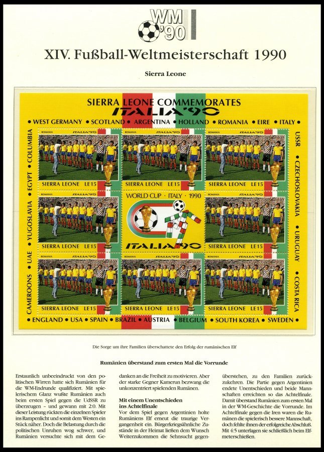 SPORT **,o,Brief , XIV. Fußball-Weltmeisterschaft 1990 In 3 Spezialalben, Mit Blocks, Kleinbogen, Markenheftchen, FDC`s, - Otros & Sin Clasificación