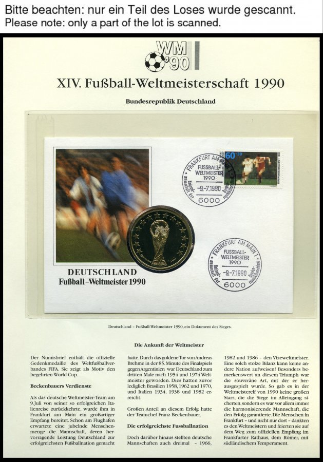 SPORT **,o,Brief , XIV. Fußball-Weltmeisterschaft 1990 In 3 Spezialalben, Mit Blocks, Kleinbogen, Markenheftchen, FDC`s, - Other & Unclassified