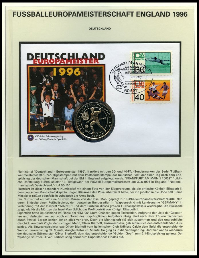 SPORT **,Brief , Fußball-Europameisterschaft England 1996 Auf Siegerseiten Im Album Mit Blocks, Streifen, Einzelmarken, - Otros & Sin Clasificación