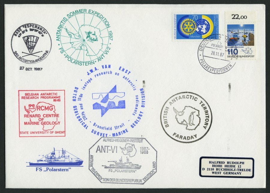 SONSTIGE MOTIVE 1986-89, Antarktis-Expeditionen Mit Der FS-Polarstern, 173 Verschiedenen Belege Sauber Im Briefalbum, Pr - Sin Clasificación