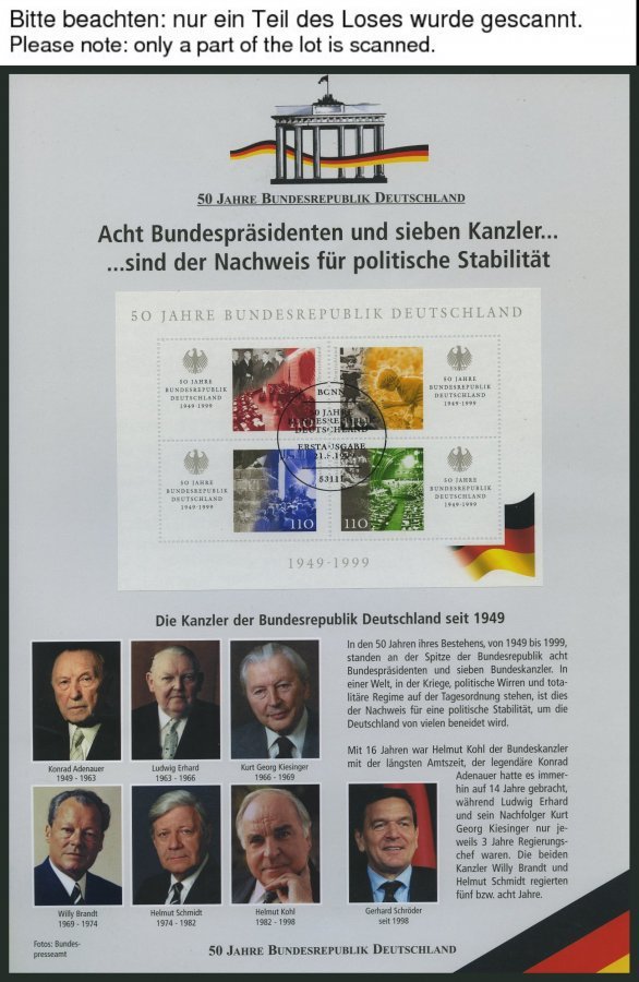 SONSTIGE MOTIVE 1998-2001, 50 Jahre Bundesrepublik Deutschland, Thematische Motivsammlung Der Deutschen Post AG Auf 45 G - Unclassified