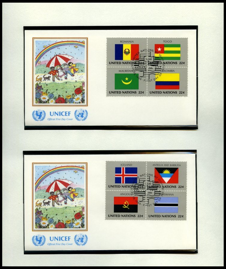 SONSTIGE MOTIVE Brief,** , Flaggen Der Nationen In 5 Unicef-Alben, 1980-86 Und 1988 Je Komplett In Zusammendruck-Bogen, - Non Classificati