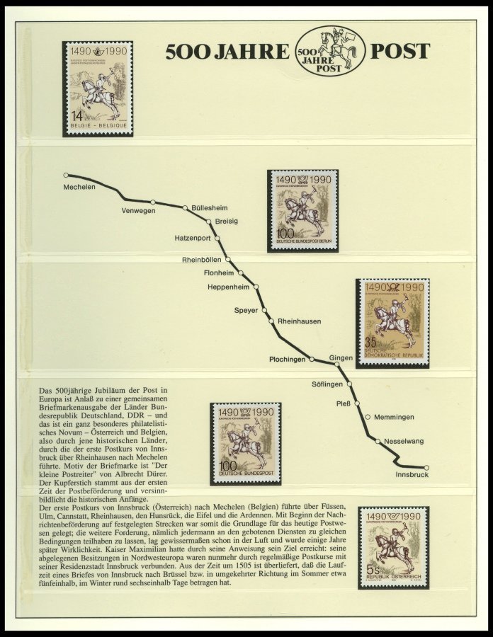 SONSTIGE MOTIVE **,Brief,o , 500 Jahre Post auf Siegerseiten in 3 Alben und einem Leitzordner mit Einzelmarken, Maximumk