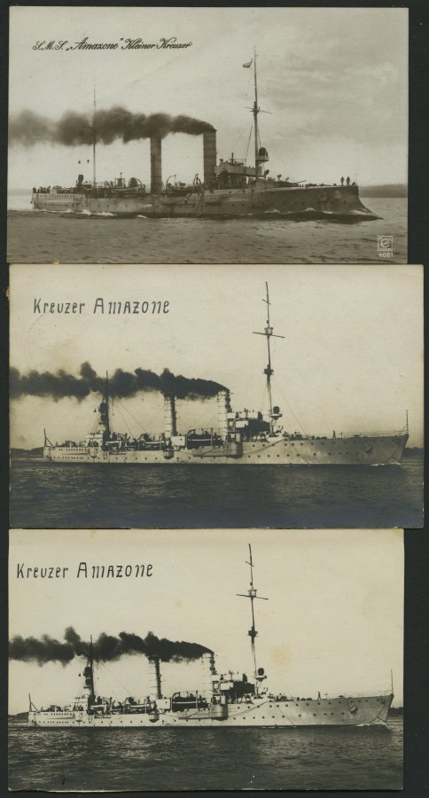 ALTE POSTKARTEN - SCHIFFE KAISERL. MARINE BIS 1918 S.M.S. Amazone, 3 Karten - Guerra