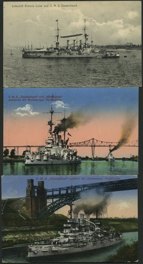 ALTE POSTKARTEN - SCHIFFE KAISERL. MARINE BIS 1918 S.M.S. Deutschland, 6 Verschiedene Karten, Dabei 2 Feldpostkarten Und - Guerra